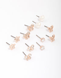 Kids Rose Gold Diamante Butterfly Stud Earring 6-Pack - link has visual effect only