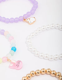 Kids Easter Bunny Flower Stretch Beaded Bracelets 5-Pack - link has visual effect only