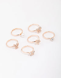 Kids Rose Gold Diamante Butterfly Earring 6-Pack - link has visual effect only