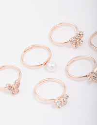 Kids Rose Gold Diamante Butterfly Earring 6-Pack - link has visual effect only