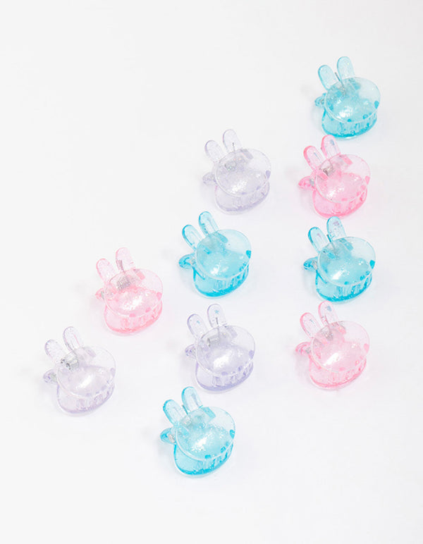 Kids Pastel Bunny Mini Hair Claw Clip 10-Pack