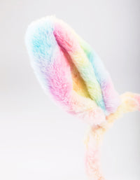 Kids Fabric Fluffy Rainbow Bunny Ear Headband - link has visual effect only