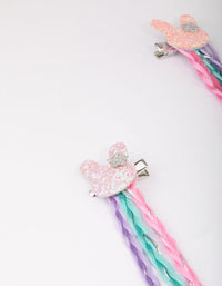 Kids Pastel Braided Bunny Hair Extension Clip - link has visual effect only
