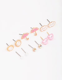 Kids Gold Cloud Sun Stud Earring 6-Pack - link has visual effect only