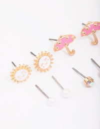 Kids Gold Cloud Sun Stud Earring 6-Pack - link has visual effect only