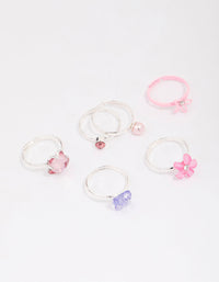 Kids Silver Crystal Butterfly Ring 6-Pack - link has visual effect only