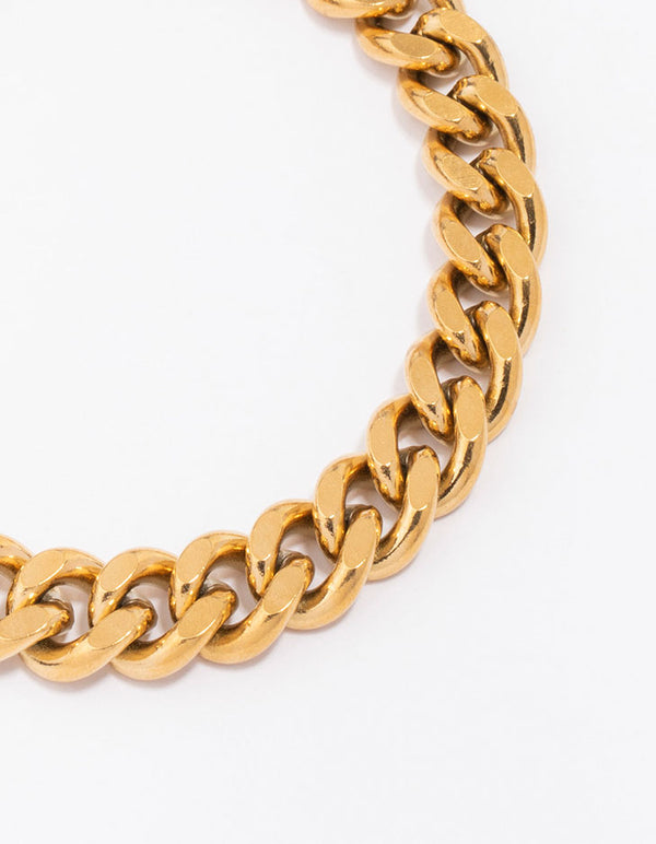 Gold Plated Stainless Steel Curb Chain Bracelet