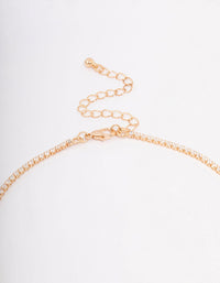 Gold Fine Ribbon Cubic Zirconia Lariat Necklace - link has visual effect only