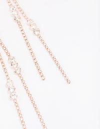 Rose Gold Diamante Trio Cluster Drop Earrings - link has visual effect only