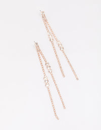 Rose Gold Diamante Trio Cluster Drop Earrings - link has visual effect only