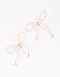 Rose Gold Beaded Bow Drop Earrings - link has visual effect only