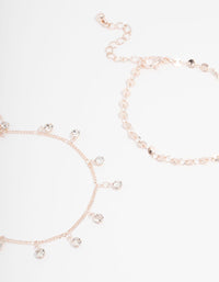 Rose Gold Diamante Tassel Bracelet 4-Pack - link has visual effect only