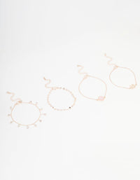 Rose Gold Diamante Tassel Bracelet 4-Pack - link has visual effect only