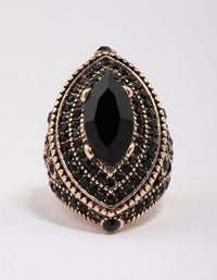Gold & Black Grand Marquise Cocktail Ring - link has visual effect only