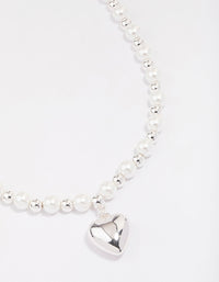 Silver Pearl Heart Chain Necklace - link has visual effect only