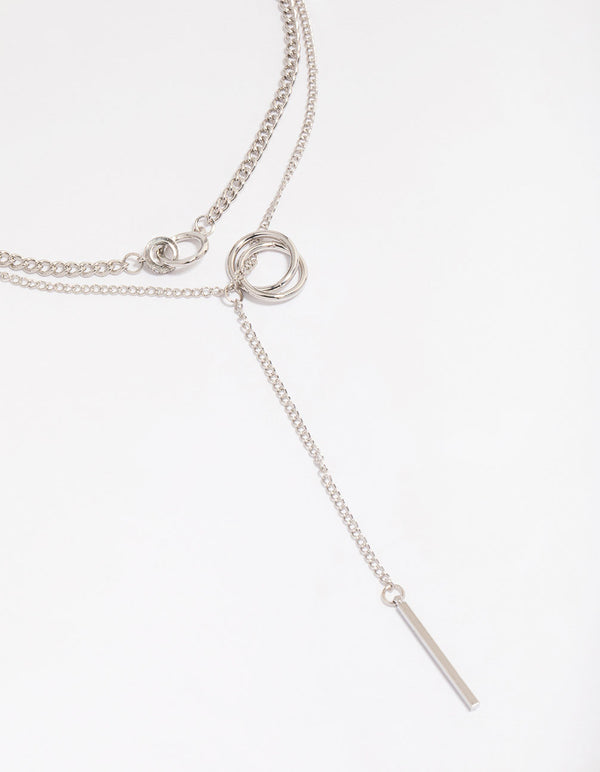 Rhodium Layered Circle Necklace