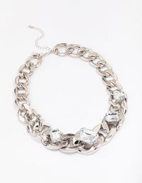 Silver Chunky Short Chain Necklace - link has visual effect only