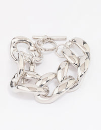 Silver Chunky Short Chain Bracelet - link has visual effect only