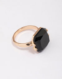 Gold Emerald-Cut Black Stone Ring - link has visual effect only