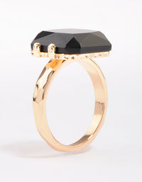 Gold Emerald-Cut Black Stone Ring - link has visual effect only