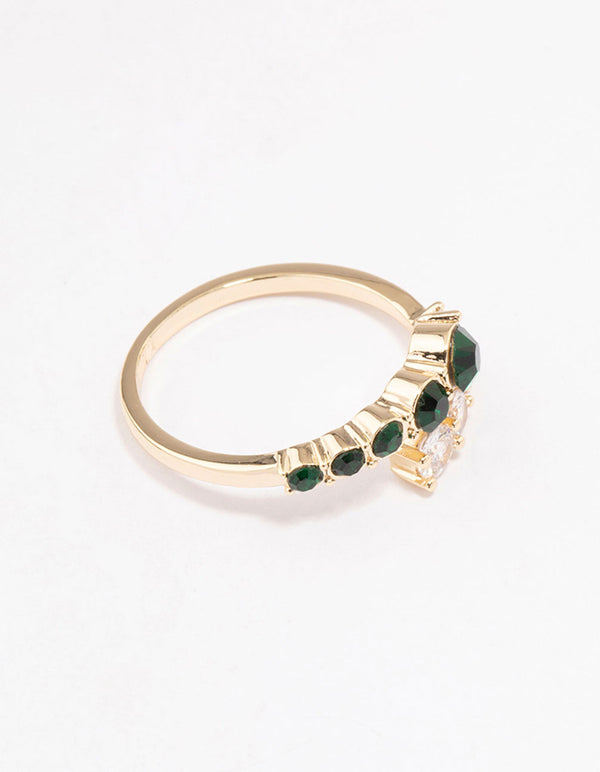 Gold Overlapping Cubic Zirconia Ring