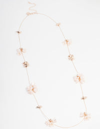 Rose Gold Pearl Charm Long Necklace - link has visual effect only