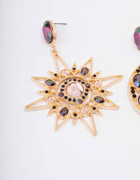Gold Statement Star & Moon Drop Earrings - link has visual effect only