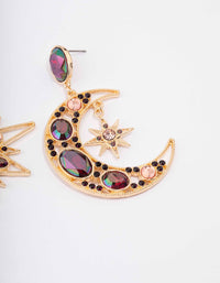 Gold Statement Star & Moon Drop Earrings - link has visual effect only