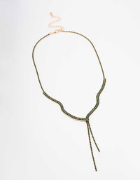 Gold Dainty Emerald Ribbon Lariat Necklace - link has visual effect only