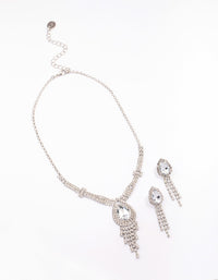 Rhodium Vintage Diamante Drop Jewellery Set - link has visual effect only