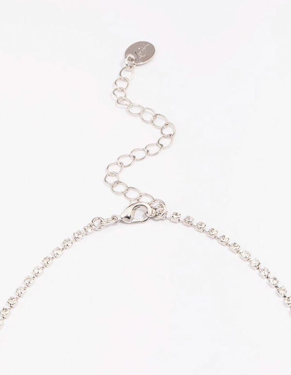 Silver Vintage Diamante Drop Jewellery Set