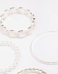 Silver Pearl Stretch Bracelet 5-Pack - link has visual effect only