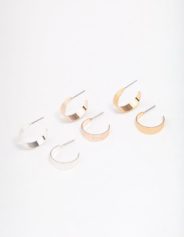 Gold & Silver Solid Hoop Earring 3-Pack