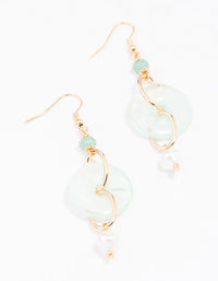Gold Pearl Doughnut Drop Earrings - link has visual effect only