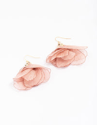 Gold Layered Fabric Flower Drop Earrings - link has visual effect only