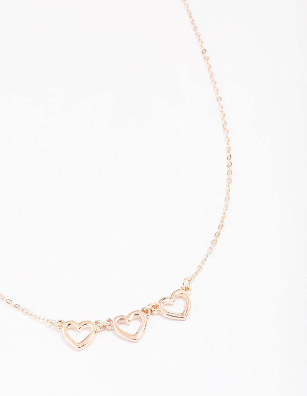 Rose Gold Cut Out Heart Pendant Necklace
