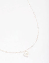 Silver Ball Chain Pearl Pendant Necklace - link has visual effect only
