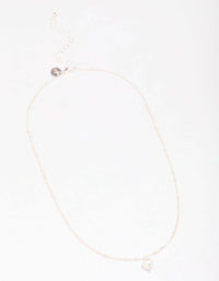 Silver Ball Chain Pearl Pendant Necklace - link has visual effect only