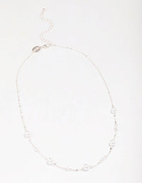 Silver Pearl & Ball Station Chain Necklace - link has visual effect only