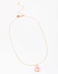 Gold & Pink Donut Pendant Necklace - link has visual effect only