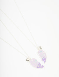 Kids Silver Butterfly & Heart Best Friends Necklace Pack - link has visual effect only