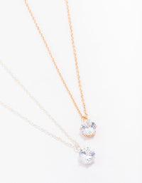 Gold & Silver Solitaire Crystal Necklace Pack - link has visual effect only