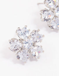 Silver  Cubic Zirconia Small Flower Stud Earrings - link has visual effect only