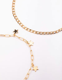Gold Mixed Star Chain Anklet 3-Pack - link has visual effect only