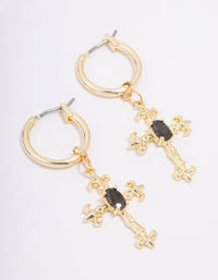 Gold Plated Ornate Cross Drop Earrings - link has visual effect only