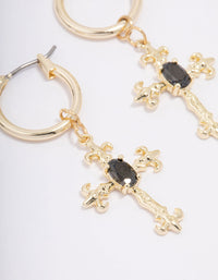 Gold Plated Ornate Cross Drop Earrings - link has visual effect only