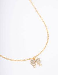 Gold Plated Diamante Angel Wing Pendant Necklace - link has visual effect only