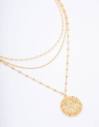 Gold Plated Large Coin Triple Layered Necklace - link has visual effect only