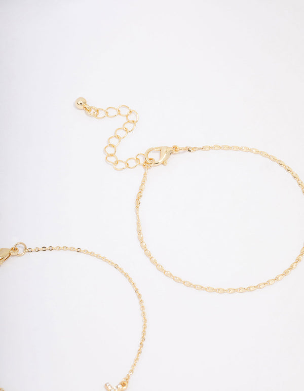 Gold Plated Diamante Cross Bracelet 3-Pack