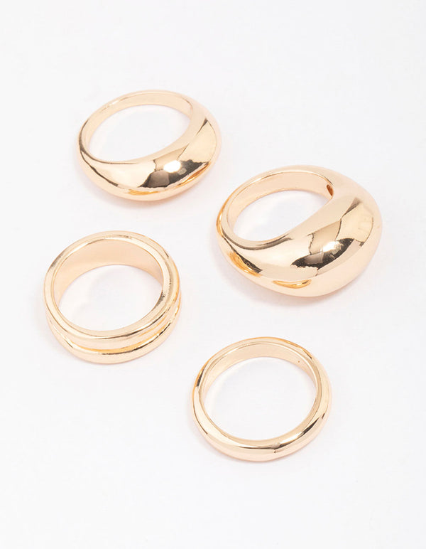 Gold Organic Smooth Ring Pack